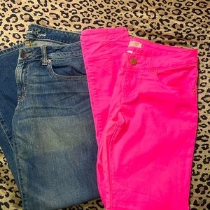 2 pair jeans. American Eagle and pink jeans.